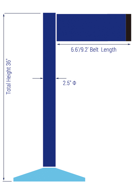 Size of Bigger 5.9 Inch Retracted Belt Queue Barrier Stands-High End Distributor Model in Queue Management