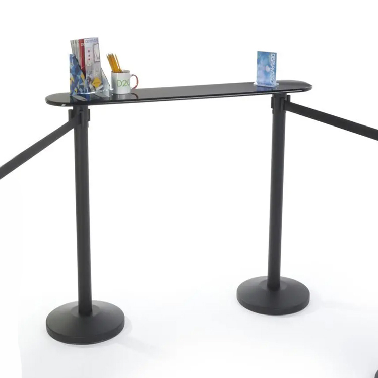 Removable Black MDF Post Mount Writing Surface for Retractable Belt Stanchions offers a temporary table to free your hands