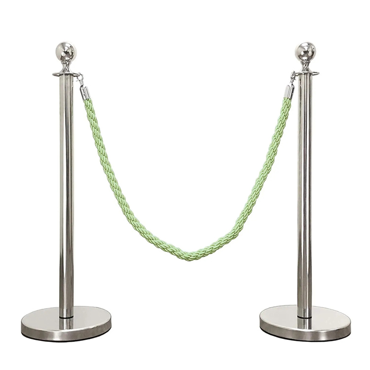 Cheap SS 40" Chrome Ball Top Classic Rope Barriers with Flat rubber Base are the most affordable crowd control stanchions