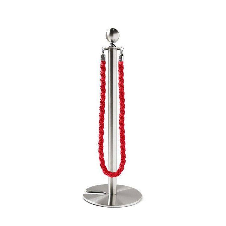 Chrome 37" Decorative Rope Barriers with Cast Iron U Base allow multiple rope barriers to nest together for compact storage