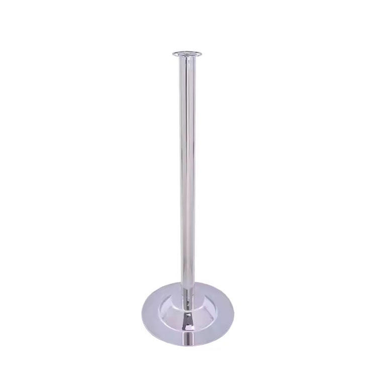 Round Base 38" Flat Top Chrome Rope Barrier Kit feature a low profile 14" round base for stability without sacrificing style