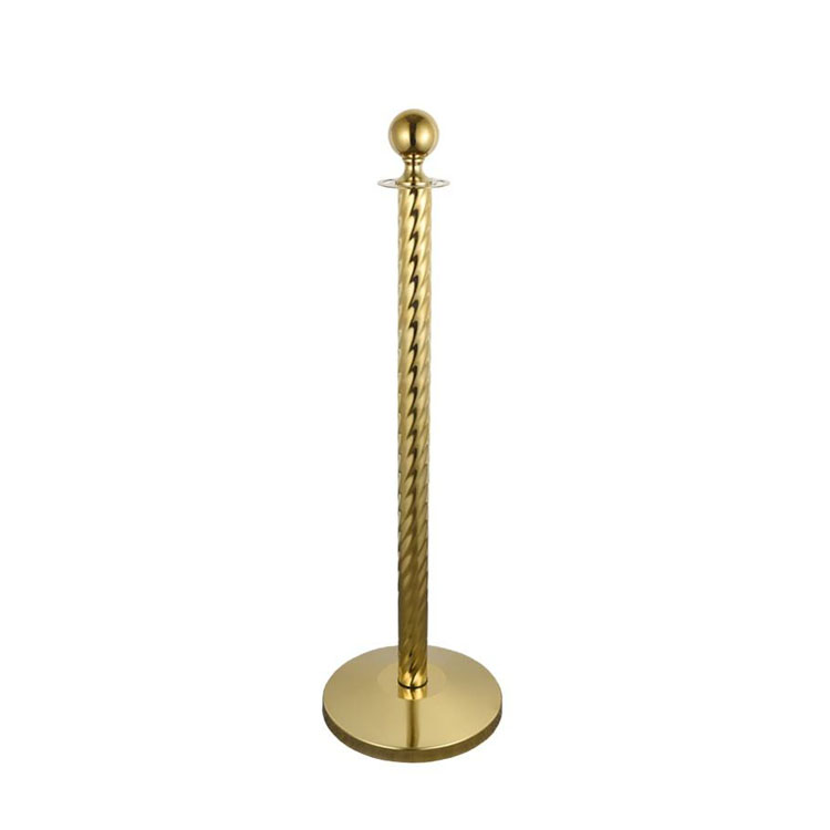 Slope Base 40" Ball Top Golden Ceremonial Rope Stands Velvet Rope Stanchion Sets feature a twist design on stanchion post