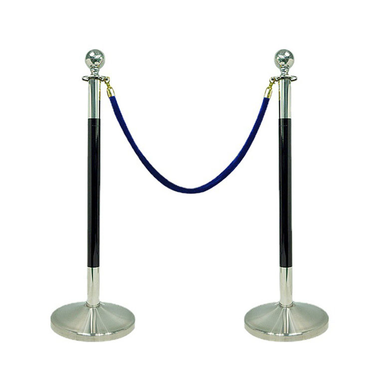 Stainless Steel 40 Inch Silver and Black Ball Top Rope Pillars with Slope Base deliver a modern yet timeless look