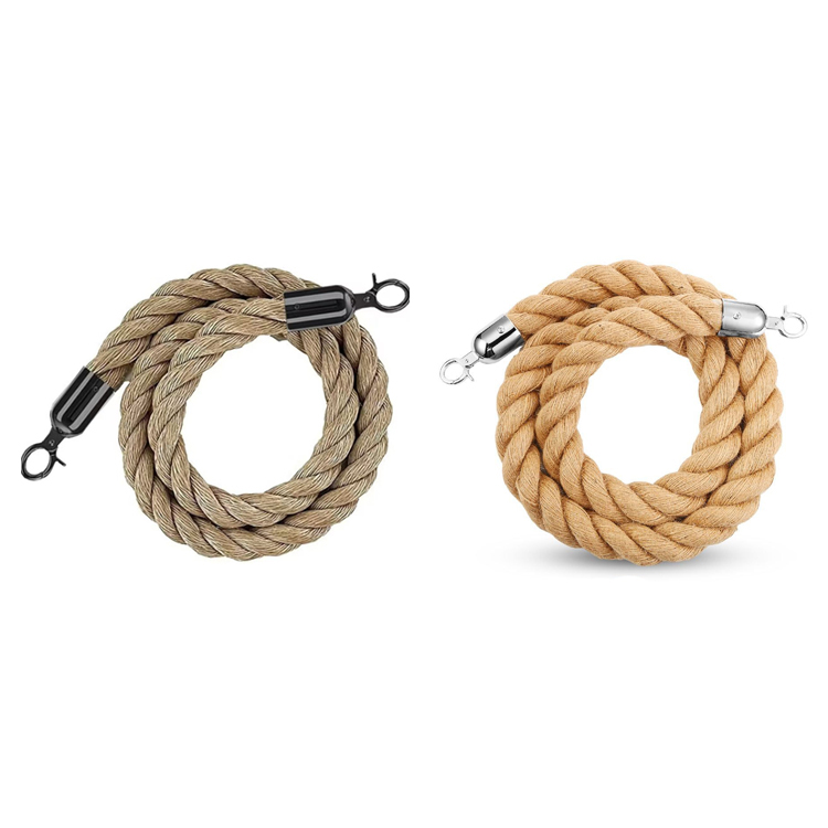 1500mm Hemp Ropes with Hook Ends for Rope Queue Barriers have a warm, earthy texture