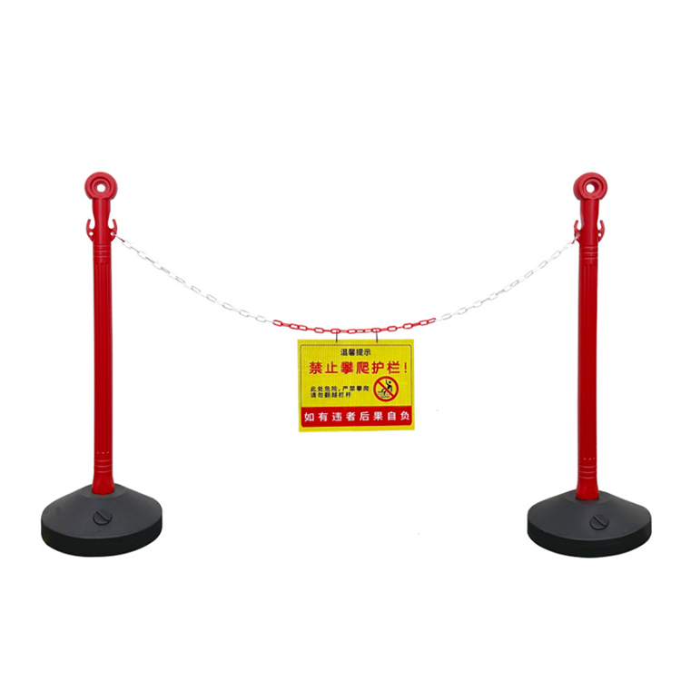 Lightweight 39″ Free Standing Plastic Barrier Posts with Black Sand Filled Base