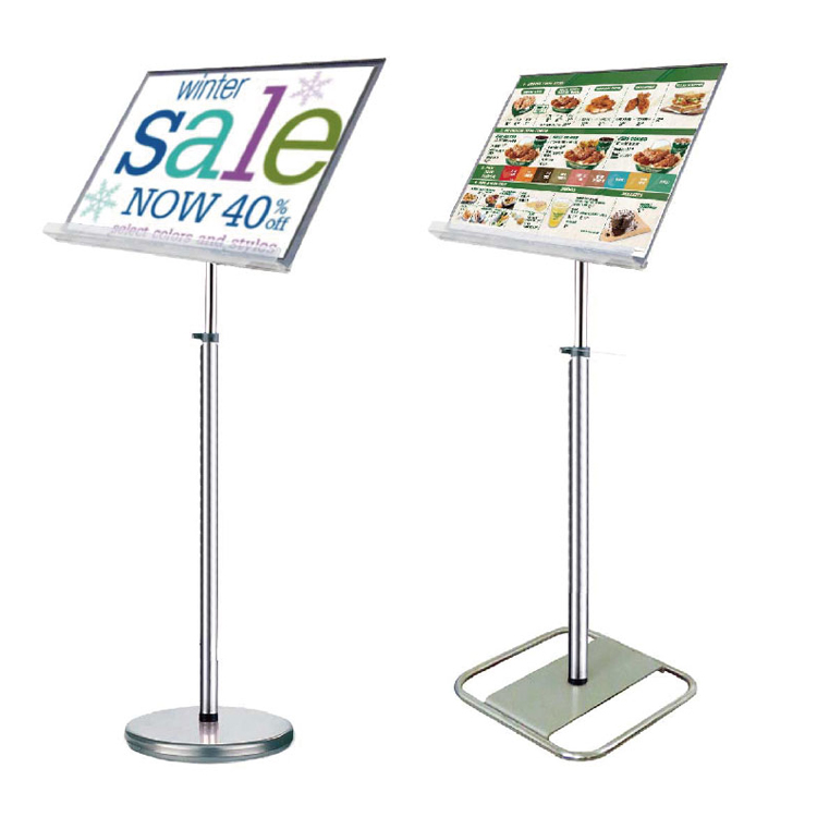 45° Rotating Menu Display Holder with telescopic post swivels side to side & tilts front to back for flexible viewing angles