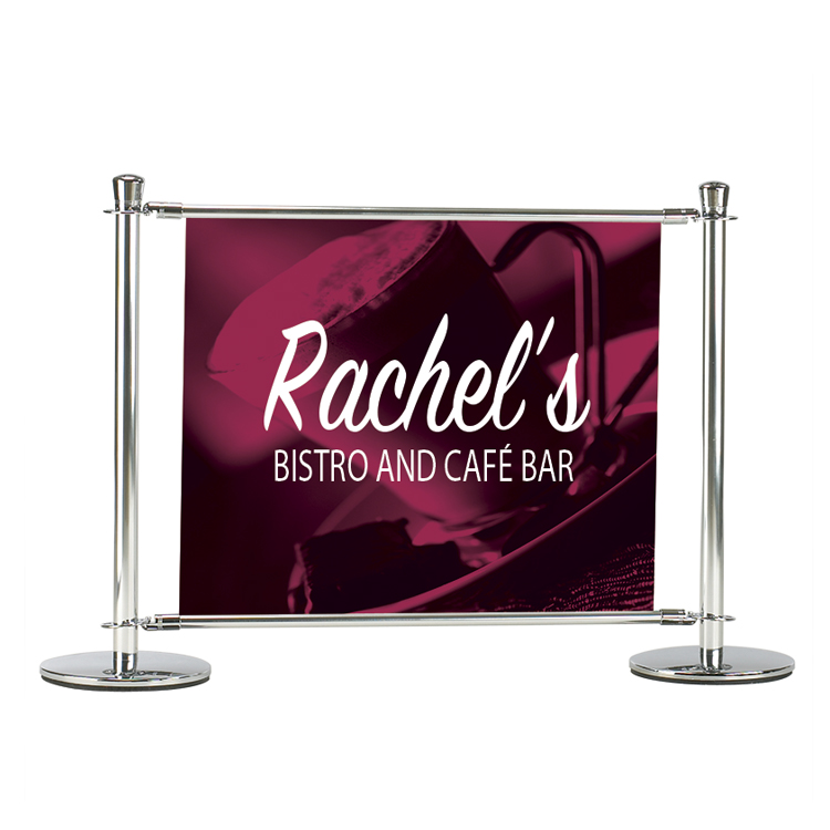 Custom Coffee Café Wind Breakers feature a cut aluminum crossbar that secures the banner without a sewn sleeve