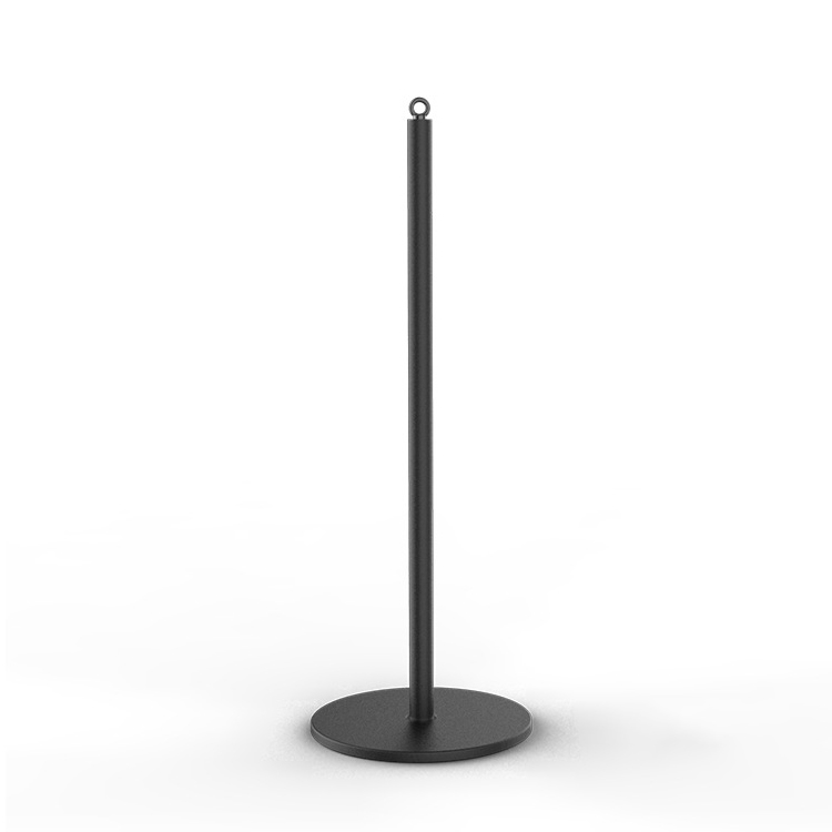 Premium 40-Inch Black Q-Cord Museum Display Barriers with Hemp Ropes feature top-mounted cord holes instead of side ones